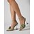 abordables Invité au mariage-Sandales à talons hauts vertes à brides fleuries pour femmes, élégantes chaussures habillées à talon transparent pour invitée à un mariage, mariage en ville &amp;événements formels