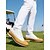 preiswerte Herren Golfschuhe-Weiße und hellbraune Herren-Golfschuhe, Obermaterial aus Leder, leichte Dämpfung, rutschfeste Sohle, ideal für Golfplatz und Outdoor-Aktivitäten