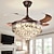 cheap Crystal Chandeliers-42" Modern Crystal Chandelier Ceiling Fan LED Light Retractable Blades with Remote