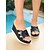 abordables Sandales compensées-Sandales compensées noires chics pour femmes, effet croco - sandales à plateforme confortables idéales pour les piscines d'hôtels de luxe et les complexes hôteliers tropicaux. &amp;tenues de vacances