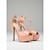 billige Bryllupsgjest-Rosa platåsko med peep toe og t-stropp til dame – elegante sko til bryllupsgjester for urbane seremonier