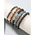 economico Accessori per le vacanze-set di braccialetti di perline di legno impilabili in stile bohémien da uomo, bracciale etnico tribale multistrato con accenti turchesi, gioielli fatti a mano per le vacanze al mare e per tutti i giorni casual da uomo