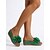 baratos Chinelos de slide-Sandálias femininas verdes de plataforma com detalhe de flor – calçado de verão confortável e aberto na frente, ideal para uso casual, diário e no jardim.
