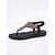 ieftine Femei-Sandale elegante negre cu bijuterii pentru femei - șlapi eleganți cu bareta în T și strasuri albastre cu cristale &amp;curea elastică la spate pentru vacanțe la piscină, plajă de vară &amp;ținute de stațiune