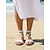 baratos Mulheres-Sandálias femininas brancas estilo boho com tiras - sandálias rasteiras confortáveis para praia com detalhes trançados. &amp;Tiras cruzadas no tornozelo para férias de verão e escapadelas para ilhas