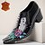 baratos Mocassins de couro premium-Mocassins masculinos de couro preto com bordado floral – calçado de alta qualidade para casamentos e jantares formais.