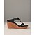voordelige Sleehaksandalen-Khaki sleehak sandalen voor dames – open teensandalen met plateauhak voor de zomer, dagelijks gebruik en vakantie.