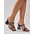 abordables Sandalias de tacón-Sandalias negras de tacón con tiras para mujer, elegantes y cómodas: mules de punta cuadrada con un exclusivo tacón de bloque triangular para un estilo diario y salidas informales. &amp;ropa de oficina de