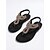 ieftine Femei-Sandale elegante negre cu bijuterii pentru femei - șlapi eleganți cu bareta în T și strasuri albastre cu cristale &amp;curea elastică la spate pentru vacanțe la piscină, plajă de vară &amp;ținute de stațiune
