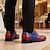 tanie Klasyczne Buty Eleganckie-Męskie, skórzane, eleganckie półbuty typu wingtip – najwyższej jakości skóra bydlęca, dwukolorowe, czerwono-niebieskie, elegancki styl oxford, wygodne, formalne buty dla mężczyzn, idealne na wesela, imprezy i do biura