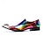 cheap Premium Leather Loafers-Men's Rainbow Metallic Leather Shoes with Snake Pattern and Pointed Toe – High-End Footwear for Fashion Shows and Exclusive Parties