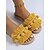 voordelige Slide Sandalen-Dames Strand Vakantie Kwasten Platte hak Ronde Teen Bohemen Vakantie Doek Leegloper Zwart Geel Groen
