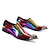 cheap Premium Leather Loafers-Men's Rainbow Metallic Leather Shoes with Snake Pattern and Pointed Toe – High-End Footwear for Fashion Shows and Exclusive Parties