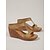 voordelige Sleehaksandalen-Khaki sleehak sandalen voor dames – open teensandalen met plateauhak voor de zomer, dagelijks gebruik en vakantie.