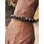 billige Ferie tilbehør-Herrearmbånd med vulkanske stenperler, to modeller, matsorte lavaperler, trendy, afslappet smykke, perfekt til daglig brug og ferierejser