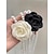 abordables Boda ACC-Collar de cadena para la cintura con perlas de imitación de camelia para mujer en blanco y negro, joyería elegante y versátil para bodas, fiestas nocturnas, para ir al trabajo y ocasiones formales.