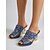 abordables Sandales compensées-Sandales compensées bleues ornées pour femme, chaussures élégantes à enfiler et à bout ouvert, parfaites pour la mère de la mariée ou un mariage champêtre. &amp;événements formels