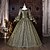 baratos Vestidos-Rococó Barroco Vestido de Baile Longo Vestidos Vestido de Baile Manga Comprida Princesa Casamento Cordões Renda Floral De Baile Decote Quadrado Fantasia Mulheres Real Dia Das Bruxas Carnaval Baile de