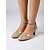 economico Scarpe da ballo di sala e danza moderna-Scarpe da ballo da sala da donna dorate, con punta chiusa, cinturino alla caviglia e tacco basso, ideali per esercitarsi in balli standard, valzer e tango. &amp; formazione