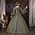 baratos Vestidos-Rococó Barroco Vestido de Baile Longo Vestidos Vestido de Baile Manga Comprida Princesa Casamento Cordões Renda Floral De Baile Decote Quadrado Fantasia Mulheres Real Dia Das Bruxas Carnaval Baile de
