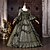 baratos Vestidos-Rococó Barroco Vestido de Baile Longo Vestidos Vestido de Baile Manga Comprida Princesa Casamento Cordões Renda Floral De Baile Decote Quadrado Fantasia Mulheres Real Dia Das Bruxas Carnaval Baile de