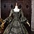 baratos Vestidos-Rococó Barroco Vestido de Baile Longo Vestidos Vestido de Baile Manga Comprida Princesa Casamento Cordões Renda Floral De Baile Decote Quadrado Fantasia Mulheres Real Dia Das Bruxas Carnaval Baile de