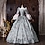 preiswerte Kleider-Rokoko Barock Ballkleid Bodenlang Kleid Ballkleid langarm Prinzessin Dame Braut Blumen Ballkleid Quadrathals Kostüm Damen königlich Halloween Karneval Maskerade Abschlussball Teegesellschaft Party