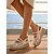 ieftine Femei-Sandale cu platformă tip espadrilă din dantelă pentru femei – sandale elegante cu slingback și baretă dublă, pantofi de vară din dantelă florală respirabilă pentru vacanțe în croazieră, stațiuni