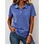 preiswerte Einfache Blusen-softfade™ Damen-Henley-Shirt aus 100 % Baumwolle, Vintage-Stil, Kurzarm, Regular Fit, Freizeit-Oberteil, Strand-Look, Blau, Rosa, Sommer, Frühling