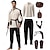abordables Tenues-Médiéval Renaissance Pantalon Ceinture Taille Chemise Manches longues À lacets Déguisement Homme Mascarade Soirée Foire de la Renaissance LARP Adulte Chemise Pantalon Armure d'épaule