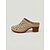 billige Træsko og tøfler til kvinder-khaki cutout-mules med blokhæl til damer – åndbare slip-on-træsko, lette komforthæle til havefester, feriesteder &amp;fritidstøj