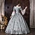 preiswerte Kleider-Rokoko Barock Ballkleid Bodenlang Kleid Ballkleid langarm Prinzessin Dame Braut Blumen Ballkleid Quadrathals Kostüm Damen königlich Halloween Karneval Maskerade Abschlussball Teegesellschaft Party