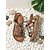 economico Sandali Piani-Sandali piatti da donna color marrone caffè con perline - comodi sandali boho con inserti di gemme per vacanze al mare e visite turistiche all'aperto &amp;abbigliamento per vacanze tropicali