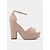 cheap Platform Sandals-Women's Nude Suede Platform Block Heel Sandals - Chunky Ankle Strap Heels for Nightlife Parties and Club Outfits