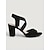 cheap Heeled Sandals-Women's Professional Black Suede Heeled Sandals - Comfortable Block High Heel Shoes with Crisscross Elastic Straps for Office Wear, Business Meetings &amp; All-Day Work Comfort