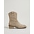 abordables Femmes-Bottines western taupe en daim pour femme - bottines cowboy classiques courtes avec broderie &amp;Talon bloc pour festivals de musique en plein air, concerts country &amp;style bohème
