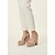 cheap Platform Sandals-Women's Nude Suede Platform Block Heel Sandals - Chunky Ankle Strap Heels for Nightlife Parties and Club Outfits