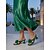 preiswerte Absatzsandalen-Grüne, florale Damen-Sandalen mit hohem Absatz – elegante Lackleder-Pantoletten mit eckiger Zehenpartie und skulpturalem Kitten-Heel &amp;Blumendetails für tropische Urlaube, Abendgalas &amp;Gartenpartys