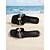 voordelige Slide Sandalen-Chique zwarte sandalen van stro voor dames - bohemian geweven sandalen met strik en gouden accenten, perfect voor strandvakanties en zomerse eilanduitjes. &amp;casual resortkleding