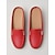 economico Zoccoli e pianelle da donna-Mules da donna rosse in similpelle: comode mocassini casual con dettagli dorati, scarpe da passeggio per le uscite di tutti i giorni e le attività estive.