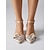 billige Pumps med blokhæl-damesko med blokhæl og champagnefarvet satin - elegante sko med krystalsløjfe til cocktailparties og aftenarrangementer