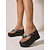 economico Sandali con zeppa-Infradito da donna con zeppa dorata - sandali da crociera glamour con ciondoli in pietre preziose colorate &amp;piattaforma intrecciata per viaggi in crociera di lusso, passeggiate serali sul ponte