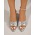 preiswerte Absatzsandalen-Damen Party Resortabende Strass Metall Stiletto Spitze Zehe Mode Kunstleder Loafer Silber Gold