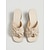 abordables Sandales à talons-Sandales à talons compensés beiges pour femmes, ornées d'un nœud papillon – mules à bout ouvert et talon bloc, en imitation daim doux, idéales pour les voyages et les garden-parties. &amp;tenues d'été