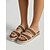 ieftine Espadrile-Sandale espadrile boho pentru femei - sandale cu platformă din piele întoarsă maro cu barete duble și cusături țesute, pentru vacanță în aer liber, la plajă sau în resort &amp;petrecere la piscină