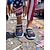 billige Damesko-Blå slip-on damesko i USA-stil - afslappede sneakers med amerikansk ørneflagprint, åndbar mesh-overdel og let EVA-sål, perfekte til parader og festligheder under den fjerde juli