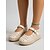 baratos Sandálias de espadrille-Sapatilhas Mary Jane brancas femininas com plataforma e recortes - modelo retrô em couro sintético vazado com tira no calcanhar, perfeitas para resorts de verão e férias na praia. &amp;roupa casual