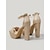 voordelige Disco- &amp; Hippiestijl uit de jaren 70-Damessandalen in retro discostijl uit de jaren 70 met gouden glitter - metallic platform hakken met een elegant knoopdetail. &amp;Enkelbandje voor nachtclubfeesten en dansgala's. &amp;feestelijke evenementen