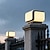 abordables Lampadaire sur poteau-Mât d'éclairage solaire extérieur, corps de lampe en acier inoxydable IP65 et abat-jour en PE, LED blanc chaud 3000K, montage sur colonne ou en surface plane pour jardin, terrasse, rue
