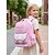 cheap Kids &amp; Teen Backpacks-Girls Plaid School Backpack, Large Capacity Multi Pocket Polyester Bookbag, Water Resistant Purple Pink Student Backpack with Reflective Strips for Elementary &amp; Middle School
